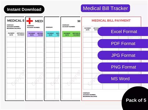 Medical Bill Tracker Template Printable in Pdf & Excel | Bill tracker ...