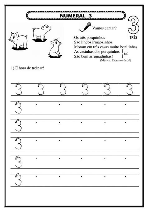 Como Escrever O Número 3 - Conhecendo o número 3 - SÓ ESCOLA | Atividades numerais, Atividades de ...
