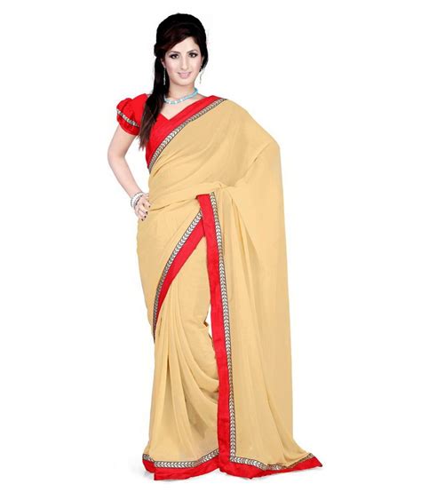 Sareeka Sarees Beige Chiffon Saree Buy Sareeka Sarees Beige Chiffon