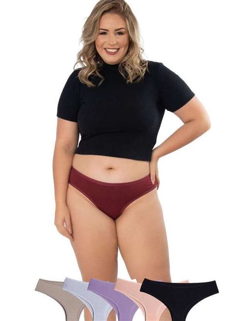 Kit Calcinhas Sonho Plus Size Algodao Concept Lingerie Multicores Concept Lingerie