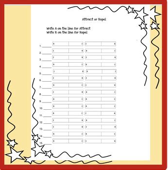 Magnets Attract or Repel 15 Problem Practice Worksheet Free | TPT