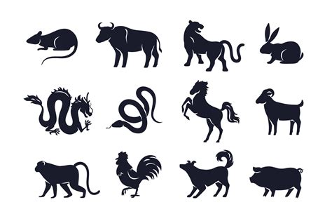 Chinese zodiac, animals signs set | Animal Illustrations ~ Creative Market