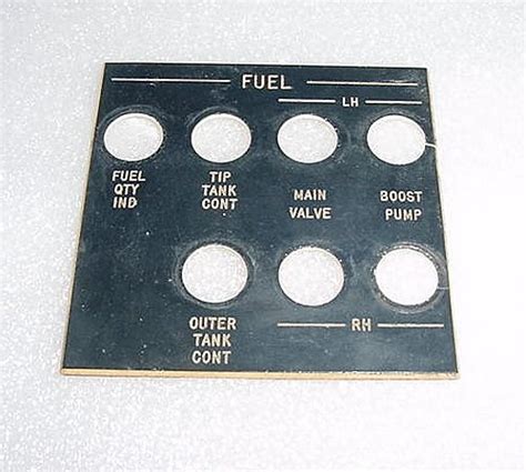 Vintage Twin Engine Aircraft Instrument Panel Fuel Placard