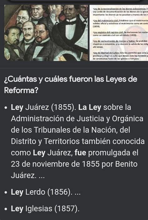 ¿cuáles Fueron Las Leyes De Reforma Brainlylat