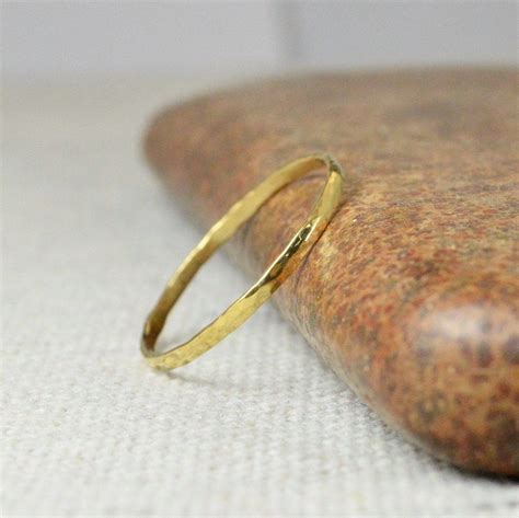 22k Solid Yellow Gold Hammered Ring Thin Gold Ring 22k Gold Jewelry