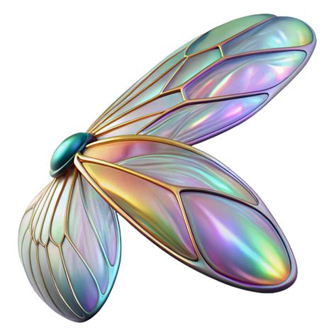 pristine dreamy art deco Alien insect wing with iridescent colors and