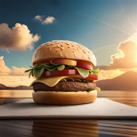 Premium Ai Image A Hamburger With Tomatoes Lettuce And Tomato On It