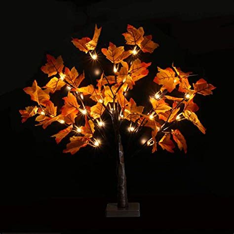 Artificial Fall Lighted Maple Tree 24 Led Thanksgiving Decorations