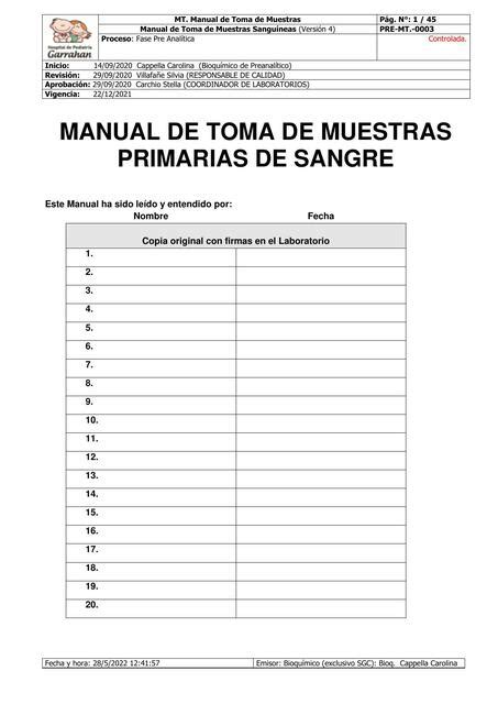 Manual De Toma De Muestras Sangre Micaela UDocz