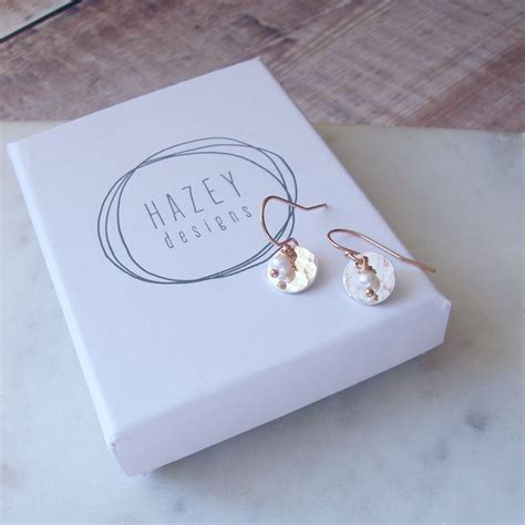 Snow White Pearl And Rolled Rose Gold Earrings Hazey Designs