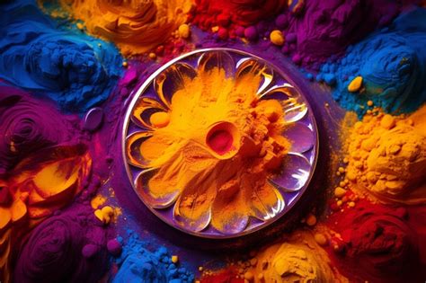 Premium AI Image | Colorful holi powder in bowls