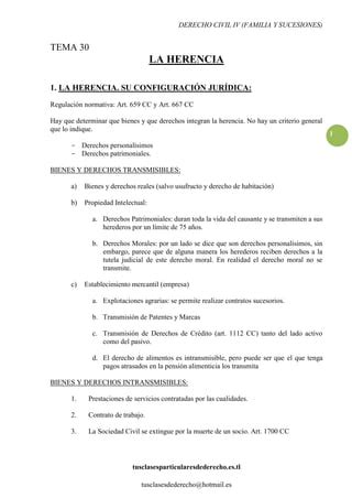 Civil Iv Sucesiones Tema 30 La Herencia PDF