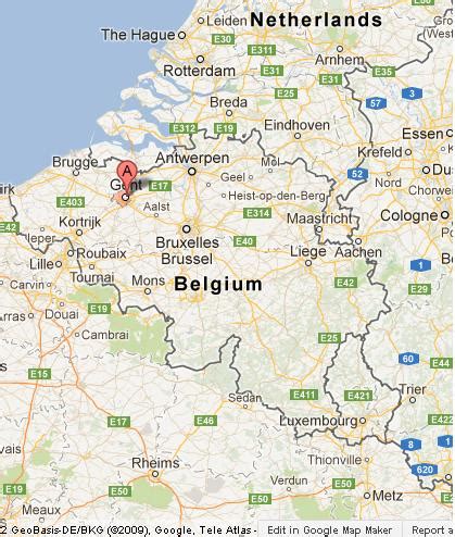 Ghent on Map of Belgium