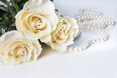 Beautiful White Roses With Pearls