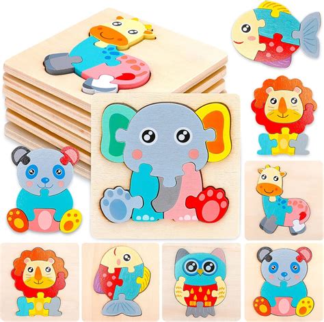 Puzzle En Bois Pour Enfants 6PCS Jouet Montessori Animaux 3D Puzzles