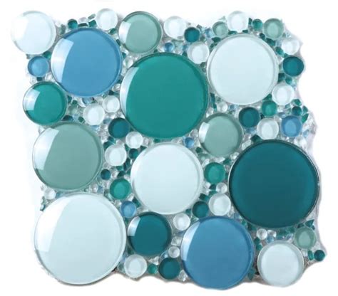 China Foshan Supplier Wholesale 6mm Thickness Round Bubble Glass Backsplash 3d Mosaic Tiles