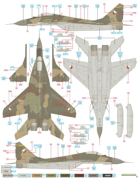 Mikoyan MiG-29 Fulcrum Czech AF Camouflage Color Profile and Paint Guide