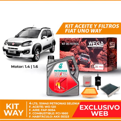 Kit Cambio De Aceite Y Filtros Para Fiat Uno Way Lubritodo