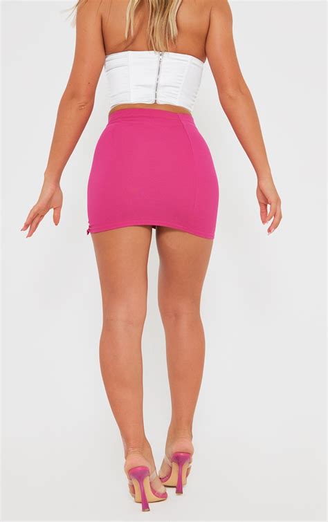 Hot Pink Diamante Hem Detail Micro Mini Skirt Prettylittlething Aus