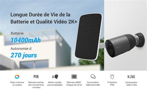 EZVIZ 4MP BC1C avec Panneau Solaire C Caméra Surveillance WiFi