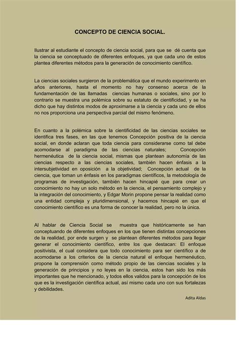 Concepto De Ciencia Social Pdf