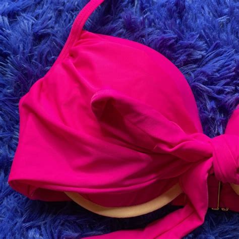 Victoria S Secret Swim Victorias Secret Hot Pink Bow Bikini Swim Top Size D Perfect Used