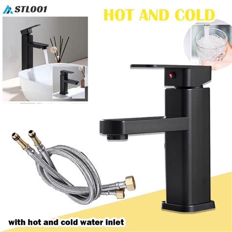 Basin Faucet Black Hot And Cold Lavatory Heavy Duty Faucet Tall Basin Faucet Bathroom Lavatory