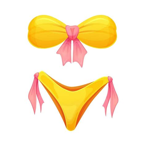 De Las Mujeres Traje De Ba O Bikini En Amarillo Color Con Rosado Atar