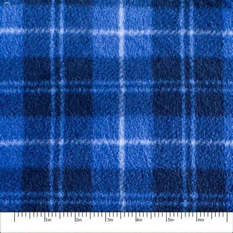 Blue Plaid Print 07 Fleece Fabric By The Yard Fleece Fabric Blue