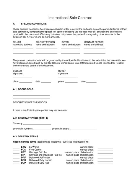 Icc Template International Sale Contract International Sale Contract