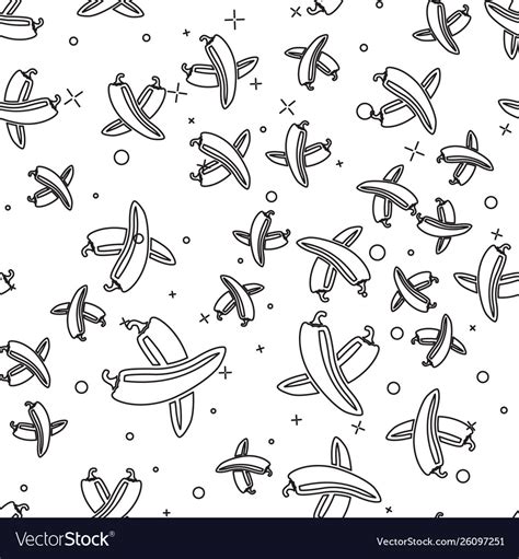 Black Crossed Hot Chili Pepper Pod Line Icon Vector Image