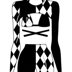Black HARLEQUIN PRINT PIECE Set Bikini Top Shorts Crop Top Festival Outfit Rave Outfit