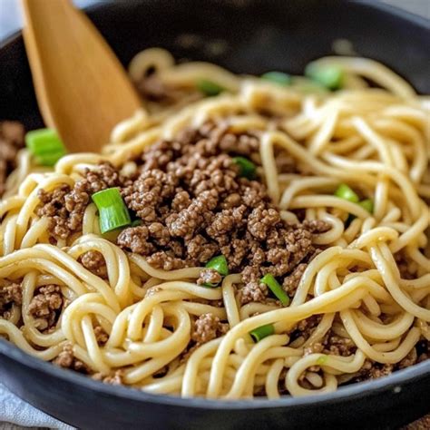 Easy Minute Mongolian Ground Beef Noodles