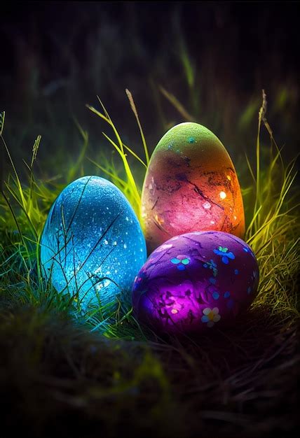 Premium Photo Colorful Easter Eggs On Green Grass