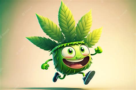 Premium Photo | Funny jumping cannabis leaf cartoon character