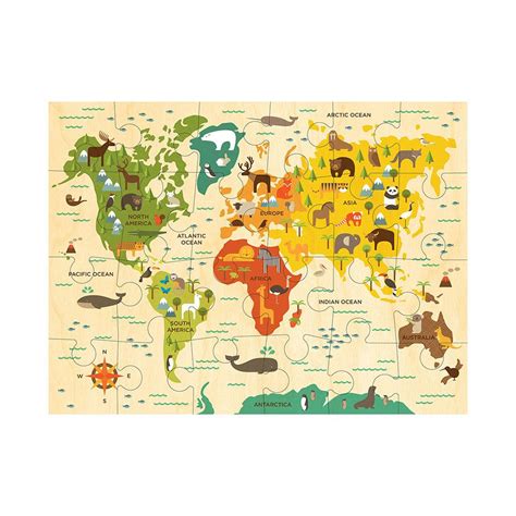 World Map Puzzle For Kids - Detailed Map