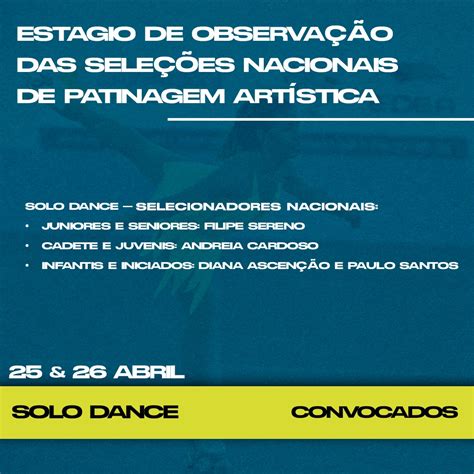 Convocatória Estágio de Observação das Seleções Nacionais de Patinagem