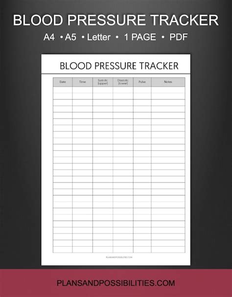 Free Printable Blood Pressure Tracker