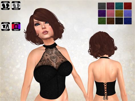 Second Life Marketplace Point Front Halter Corset Fat Pack