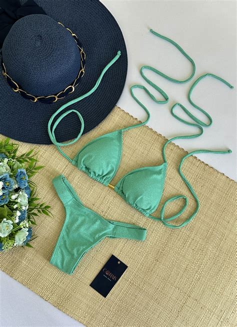 Biqu Ni Maia Verde Turquesa Corais Bikini