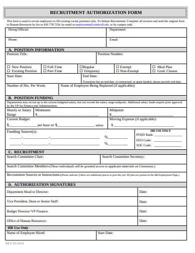 Recruitment Authorisation Form Templates In Pdf Ms Word Free