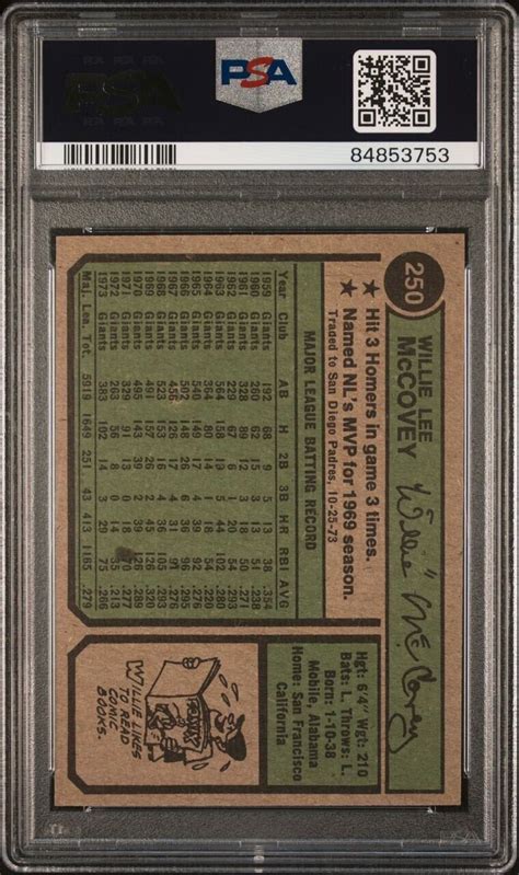 1974 Topps Willie McCovey Washington 250 PSA 7 NM EBay