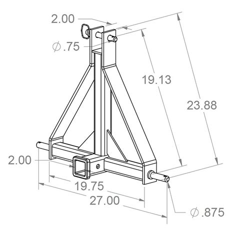 Rigid Hitch, 3-Point Hitch, 3000 lb Rating, CAT-1 Model# RHA-001