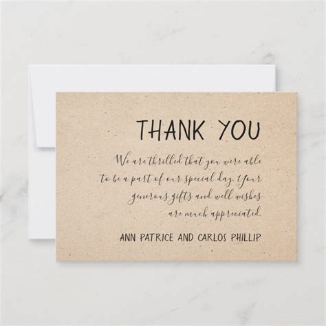 Classical Handwritten Thank You Card Kraft Paper Zazzle