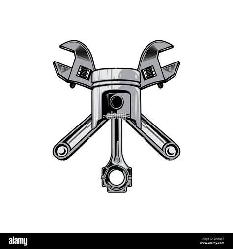 Engine Piston Logo Icon Vector Car Vehicle Drive Tool Retro