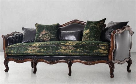 Casa Padrino Luxus Barock Leder Sofa Schwarz Grün Braun