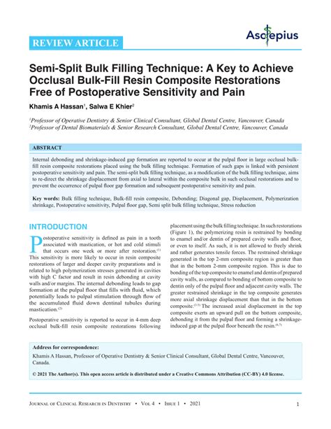 PDF Semi Split Bulk Filling Technique A Key To Achieve Occlusal Bulk