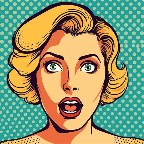 Premium Vector Face Of An Admiring Or Surprised Woman Retro Pop Art