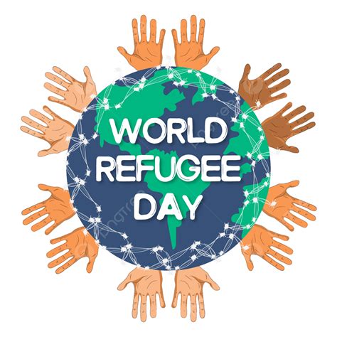 World Refugee Day Vector Hd Images World Surrounded By Hands Of