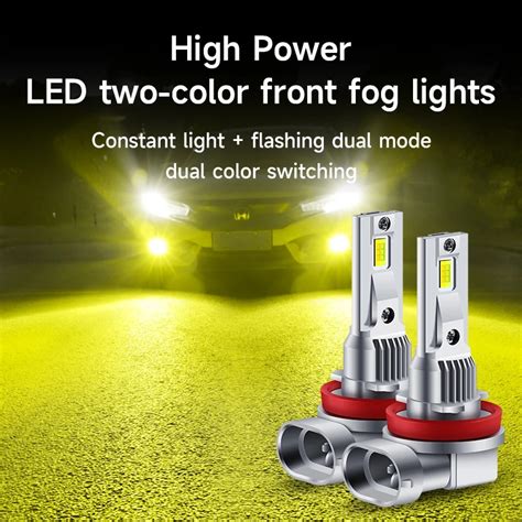 2Pc 3570 30W White Yellow Lemon Switchback Dual Color Fog Light H8 H11